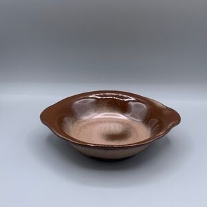 Vintage Frankoma 308 Round Pottery Dish Plainsman Prairie Brown Lugged Bowl